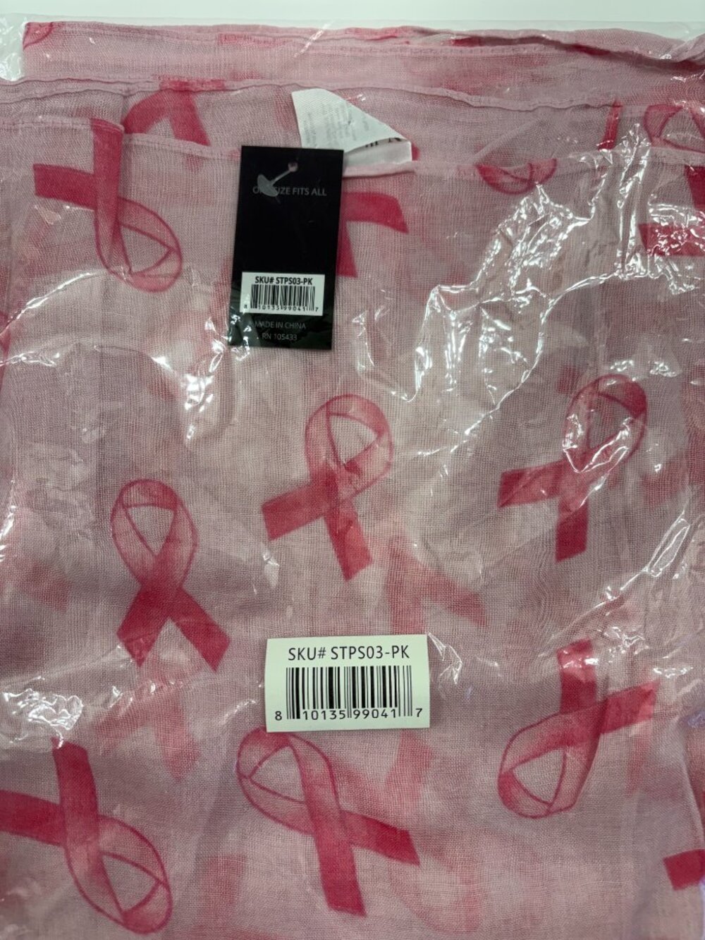 Scarf - Breast Cancer Awareness - Pink On Pink Ribbons- Light weight - NWT - Picture 6 of 6